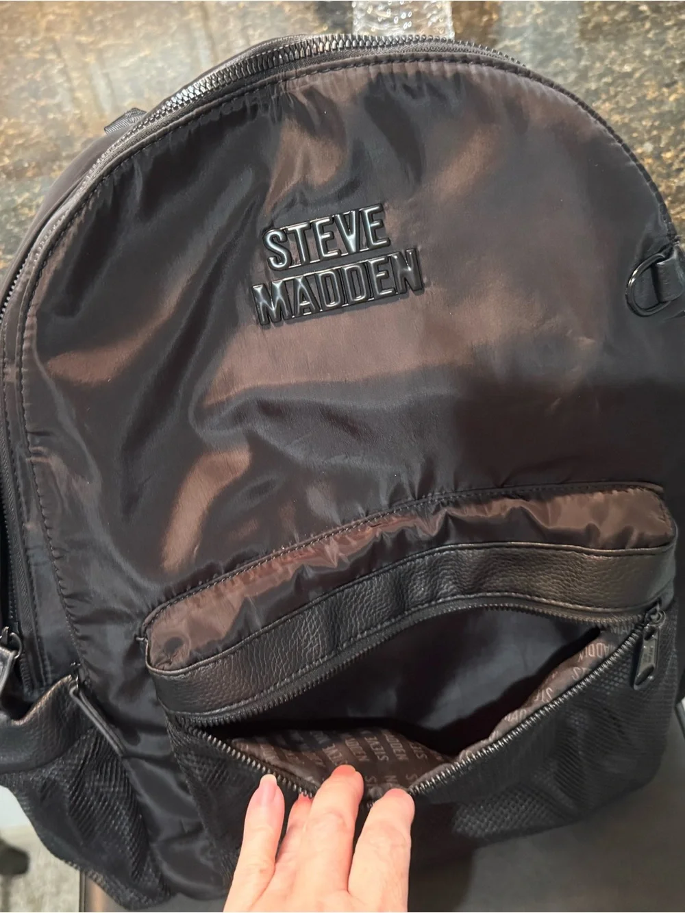 Steve Madden Black Nylon Utility Backpack